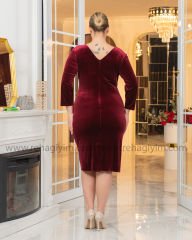 Yan Taş Model Kadife Elbise| Bordo
