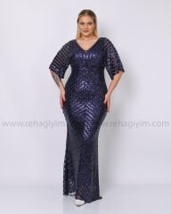 Ottoman Payet Abiye Elbise| Lacivert