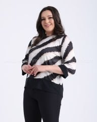 Fırça Desenli Saten Bluz