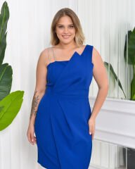 Askı Taşlı Krep Elbise - Saks