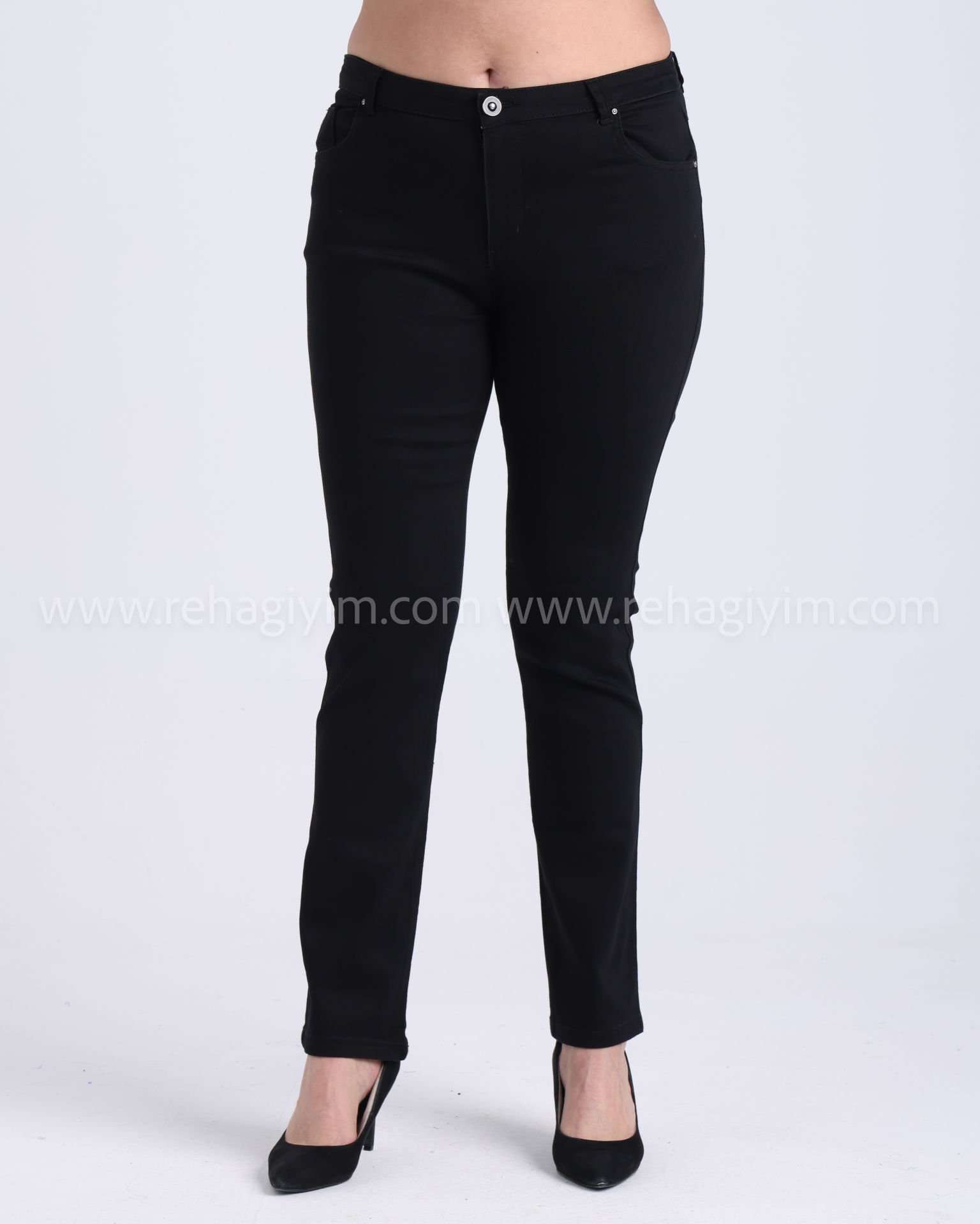 Cotton Boru Paça Kanvas Pantolon | Siyah