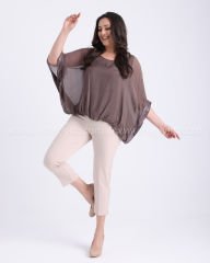 Yırtmaçlı Paça Bilek Boy Kumaş Pantolon|Bej