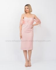 Askı İnci Detaylı Ladi Elbise| Pudra Pembe