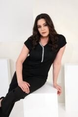 Yakası Taşlı Simli Abiye Bluz