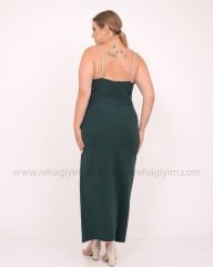 Taş Askılı Krep Midi Dress | Yeşil