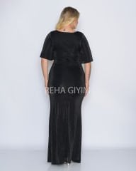 Simli Taş Detay Plus Size Abiye| Siyah